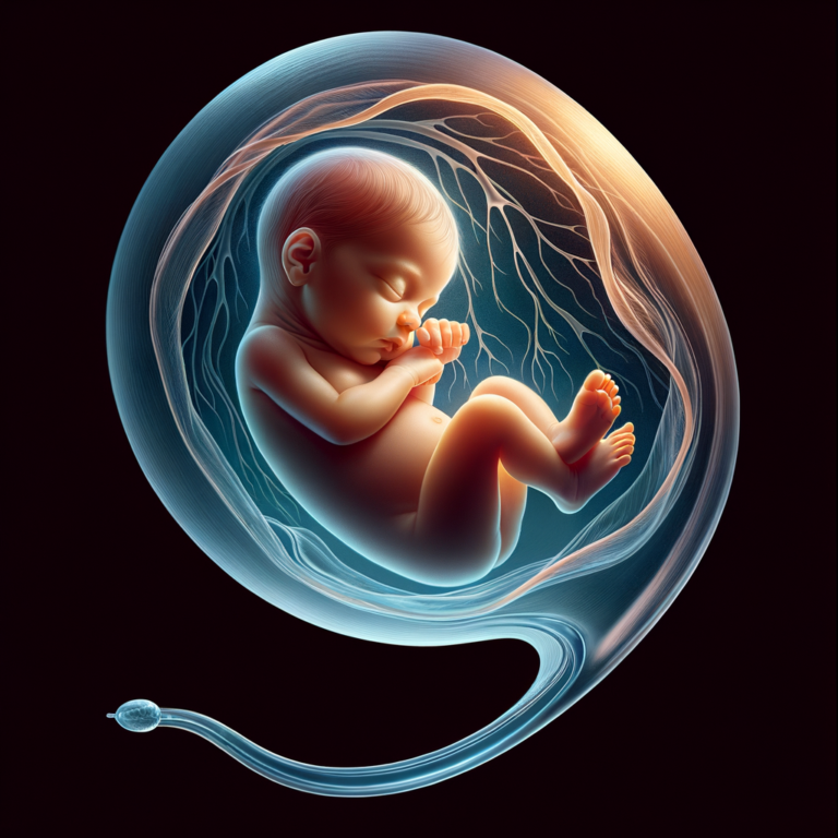 bebê dentro da placenta nadando