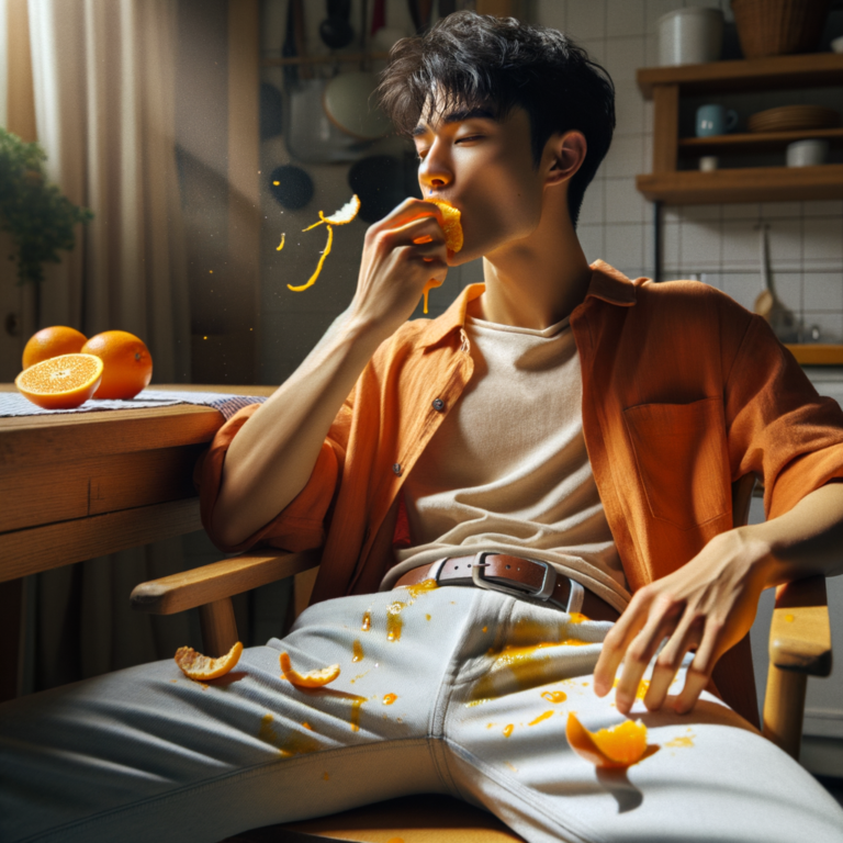 pessoa comendo laranja
